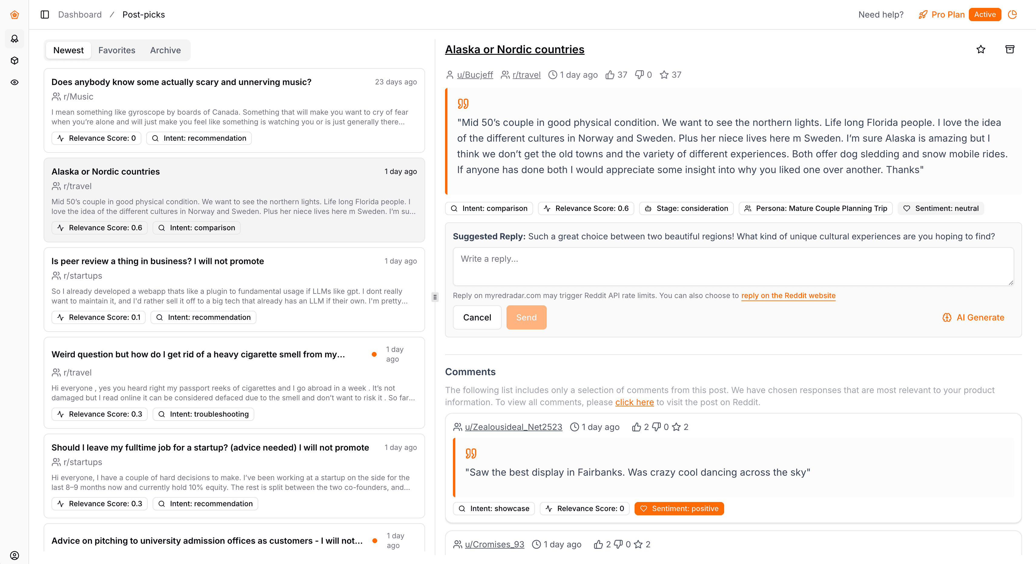 RedRadar Dashboard Screenshot